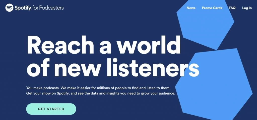 The Podcasters subdomain of the Spotify website