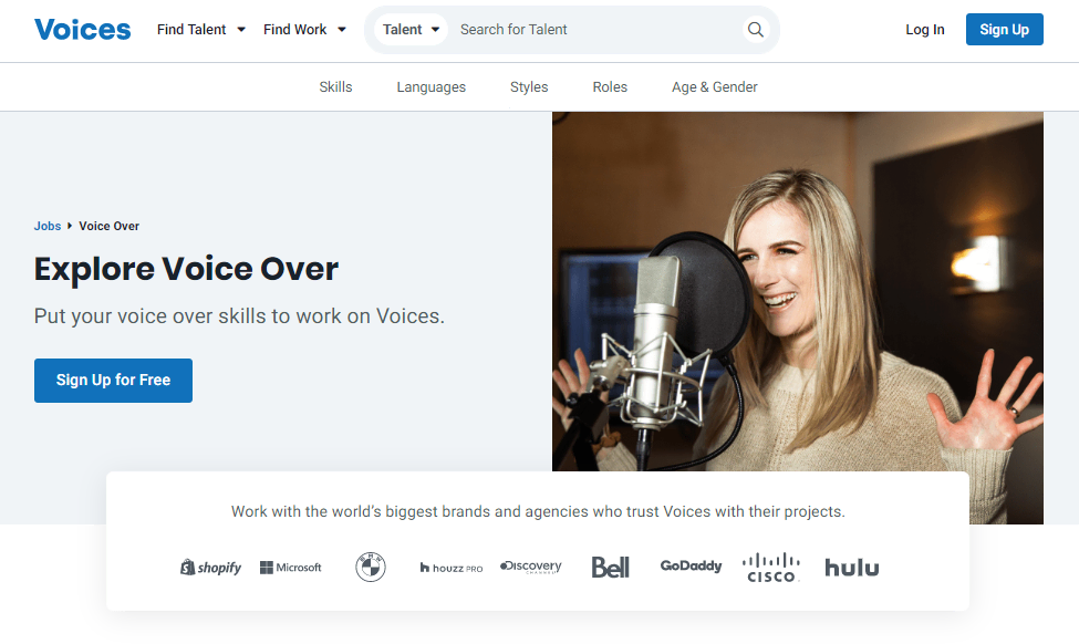 The Voice Over page on the Voices website
