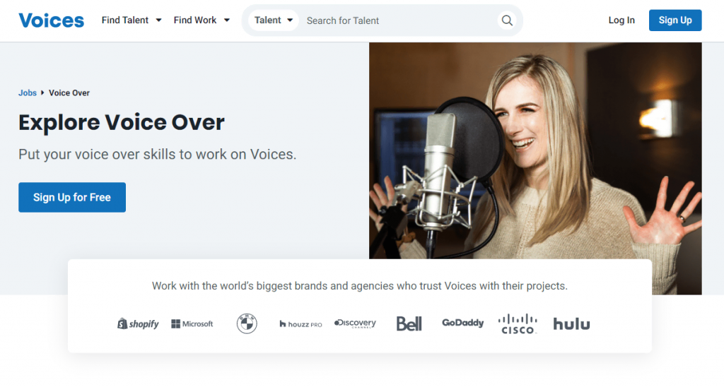 The Voice Over page on the Voices website