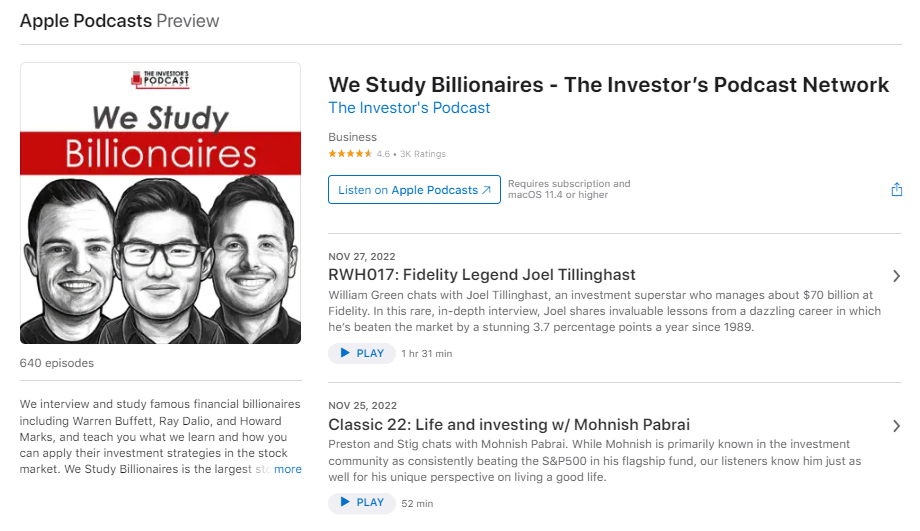 The We Study Billionaires podcast by The Investor's Podcast Network on the Apple Podcasts website
