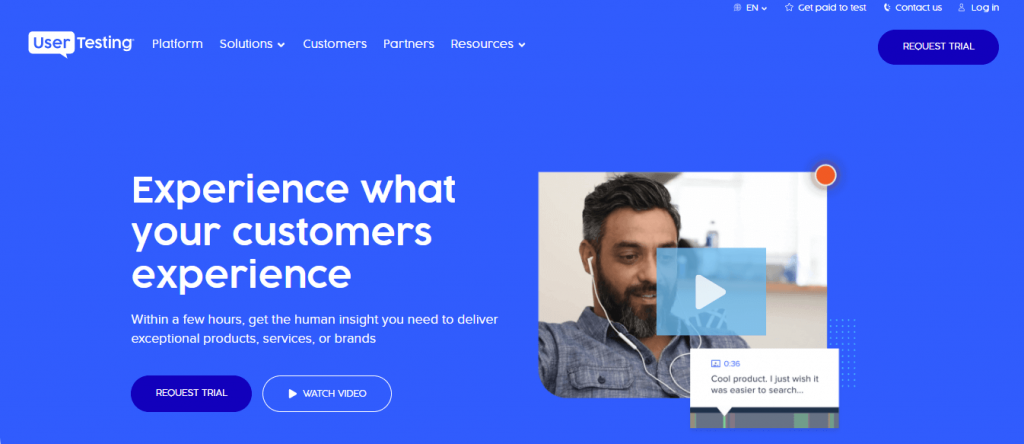 UserTesting website homepage.