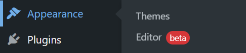 The editor option in the appearance section of the WordPress dashboard