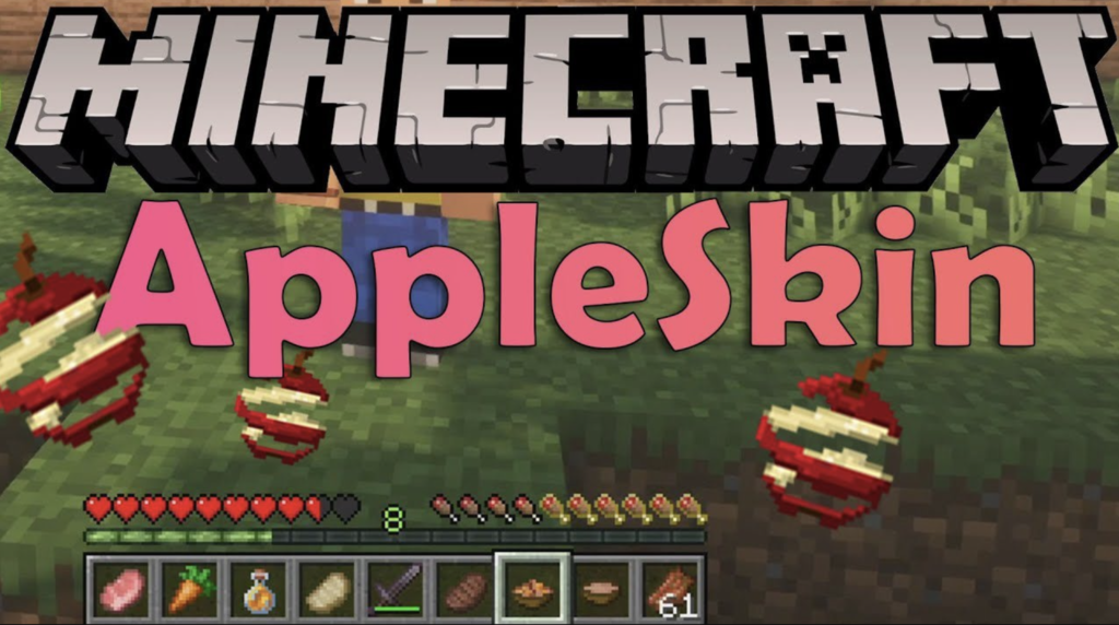 AppleSkin mod for Minecraft showing food saturation values