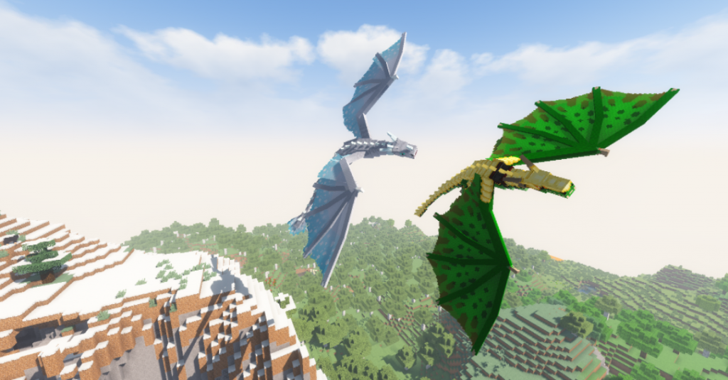 Minecraft gameplay with the Ice and Fire: Dragons mod.