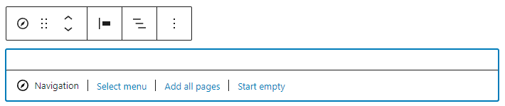 The navigation block in the WordPress editor. 