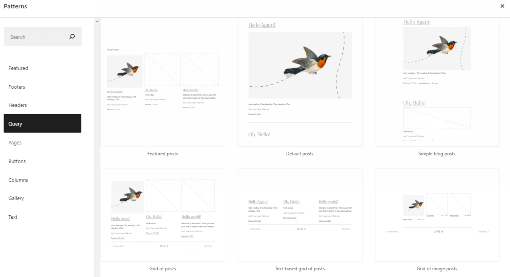 The WordPress pattern explorer