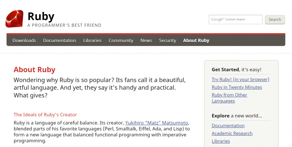 Ruby's website.
