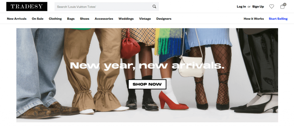 Tradesy website homepage.