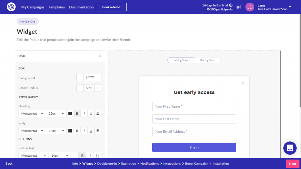 Viral Loops' dashboard.