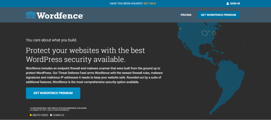 Wordfence Security homepage.