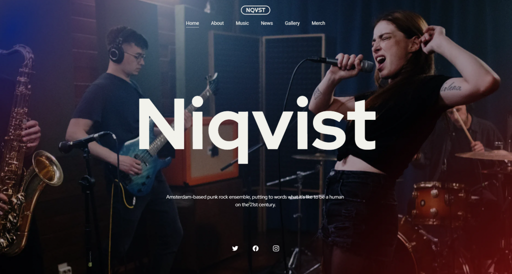 Niqvist, one of Zyro's templates suitable for portfolio or events website.