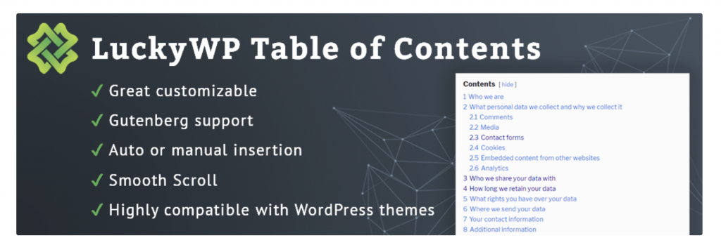 LuckyWP Table of Contents plugin banner