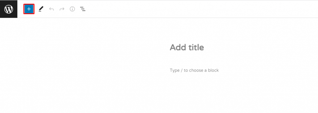 The Block Inserter icon on the WordPress block editor