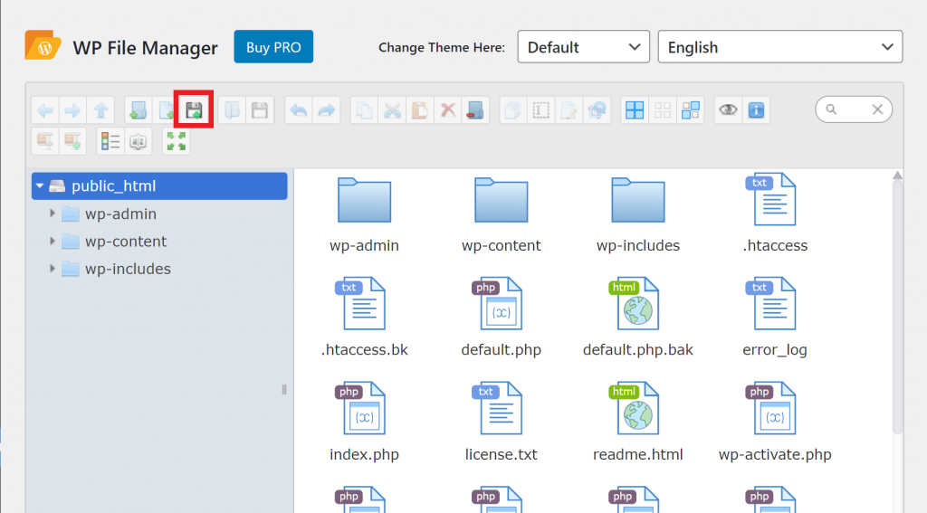 a screenshot of the WP File Manager plugin