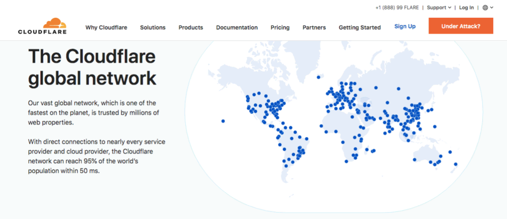 The Cloudflare global network homepage.