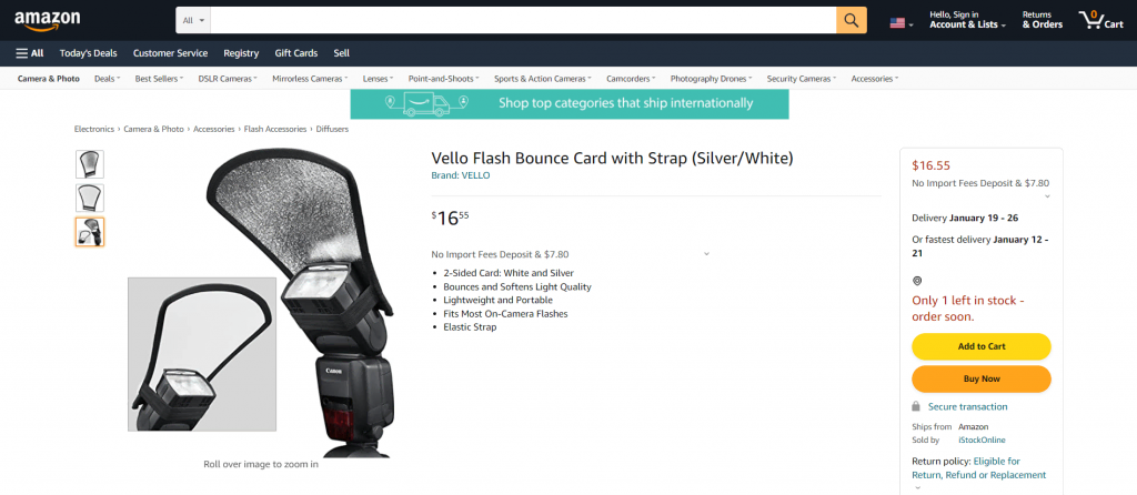 Flashbulb bounce card available on Amazon
