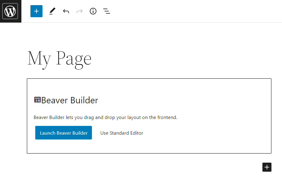 Launching Beaver Builder on WordPress editor.
