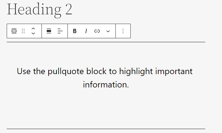 Example of a pullquote block in the block editor