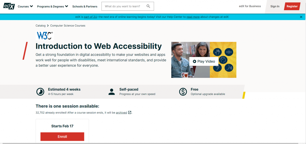 Web Accessibility course by W3C on EdX