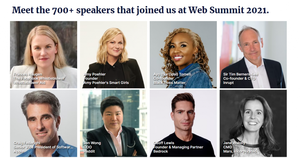 2021 Web Summit's speakers