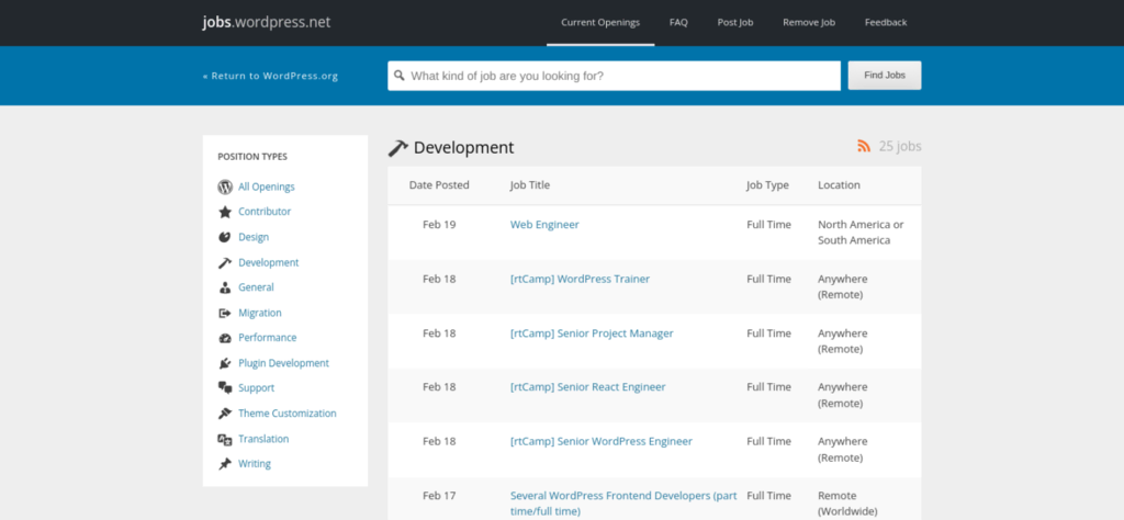 WordPress job listing platform.