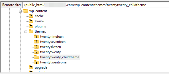 The themes folder for WordPress.