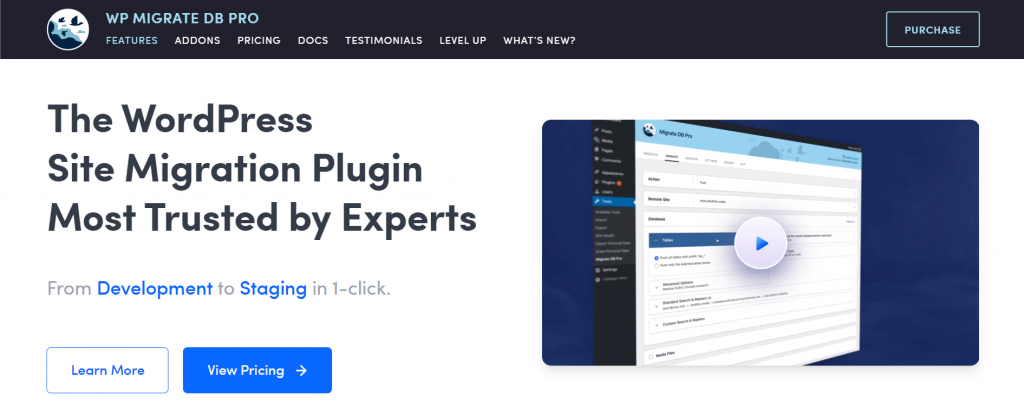 WP Migrate DB homepage