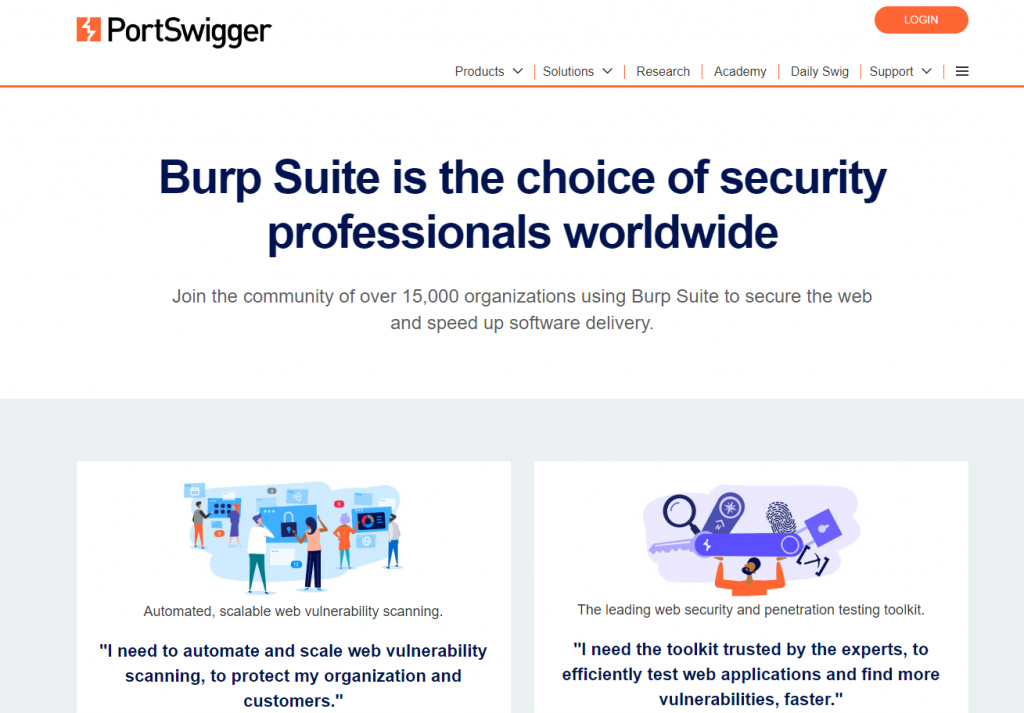 Burp Suite by PortSwigger homepage
