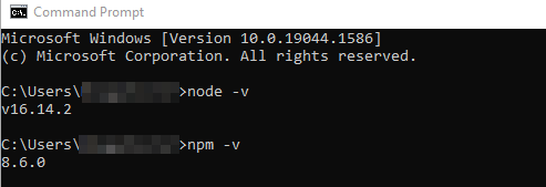 Node.js and npm version verification