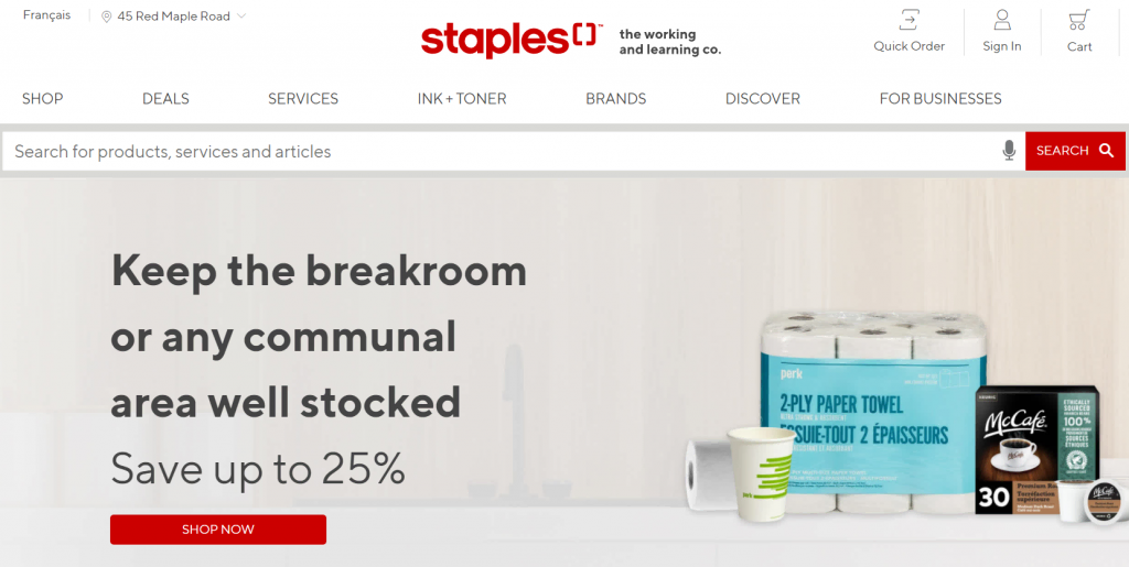 Staples Canada, an eCommerce shop built on a headless CMS infrastructure