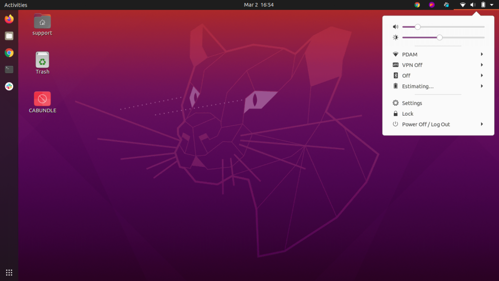 Ubuntu Controls menu