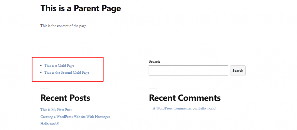 how to set parent page in wordpress