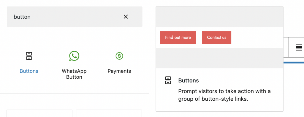 The clickable buttons for easier navigation in WordPress