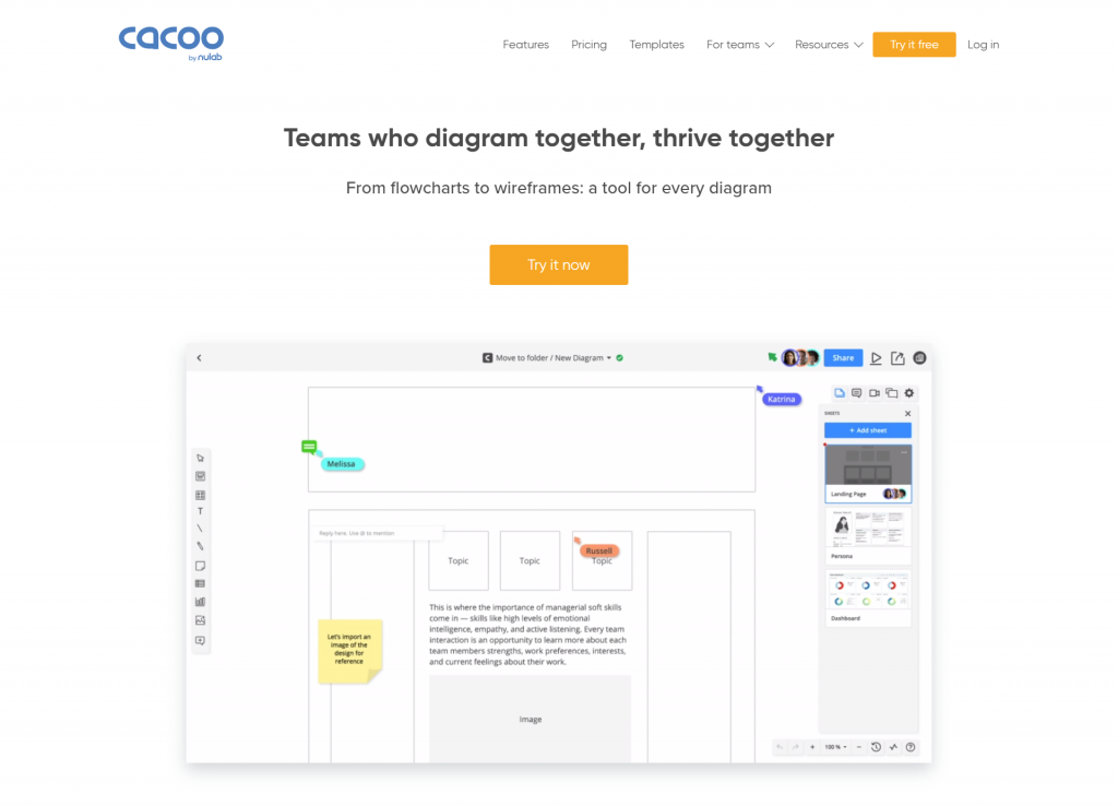 Cacoo, an online diagraming tool with wireframing capabilities