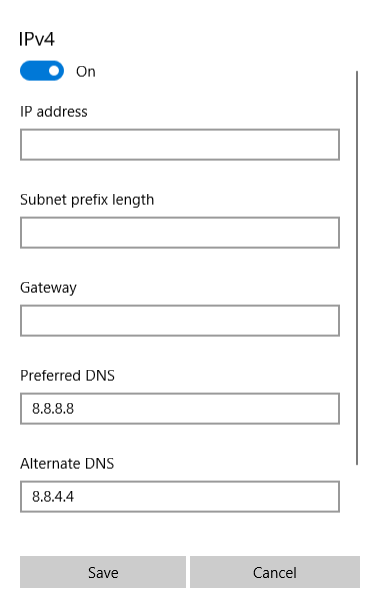 Changing the Preferred DNS and Alternate DNS server addresses on Windows