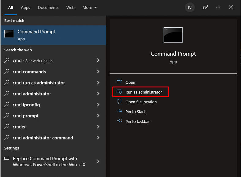 Command Prompt application on Windows