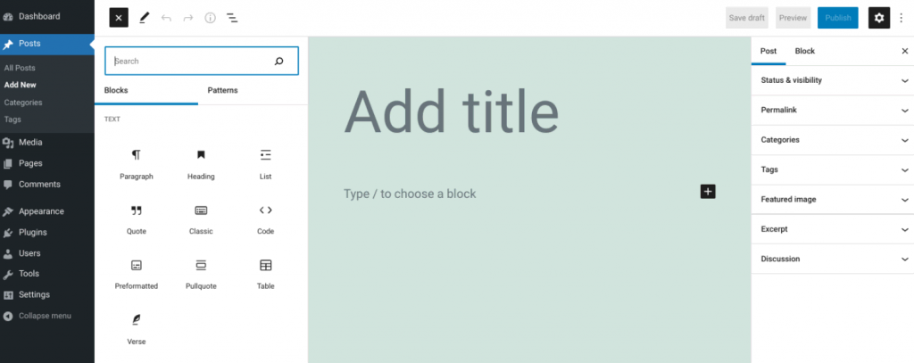 The WordPress Gutenberg editor