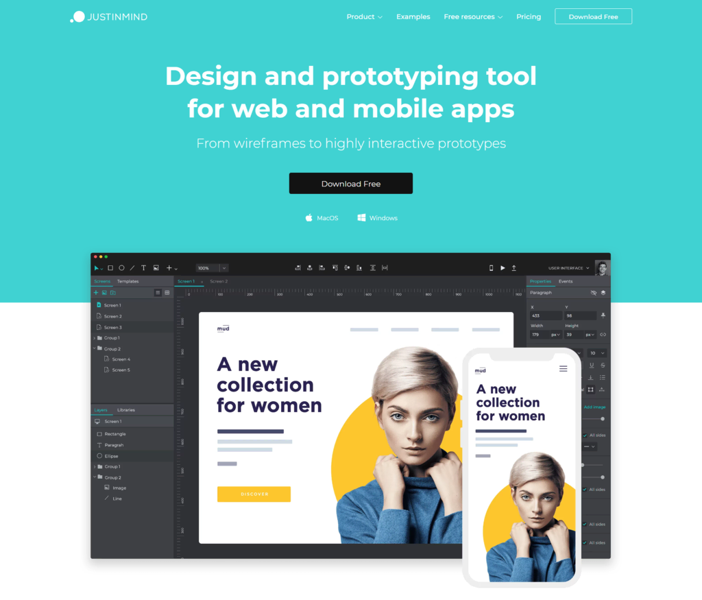 Free prototyping tool for web & mobile apps - Justinmind