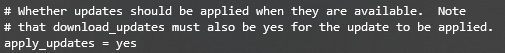 將 apply_updates 值更改為“yes”的 yum-cron.conf 文件