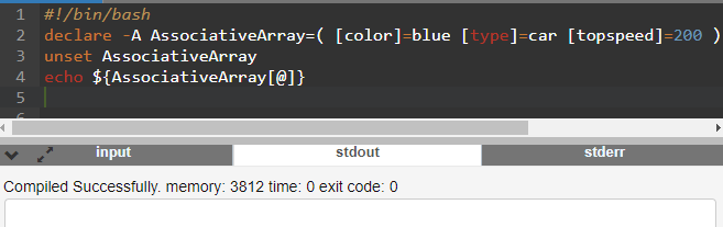 Shell script to delete array completely