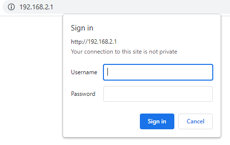 A login pop-up when trying to access the router page