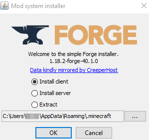 Forge client installer, very popular add-on to install mods