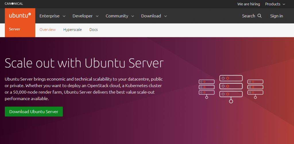 Ubuntu Server official website
