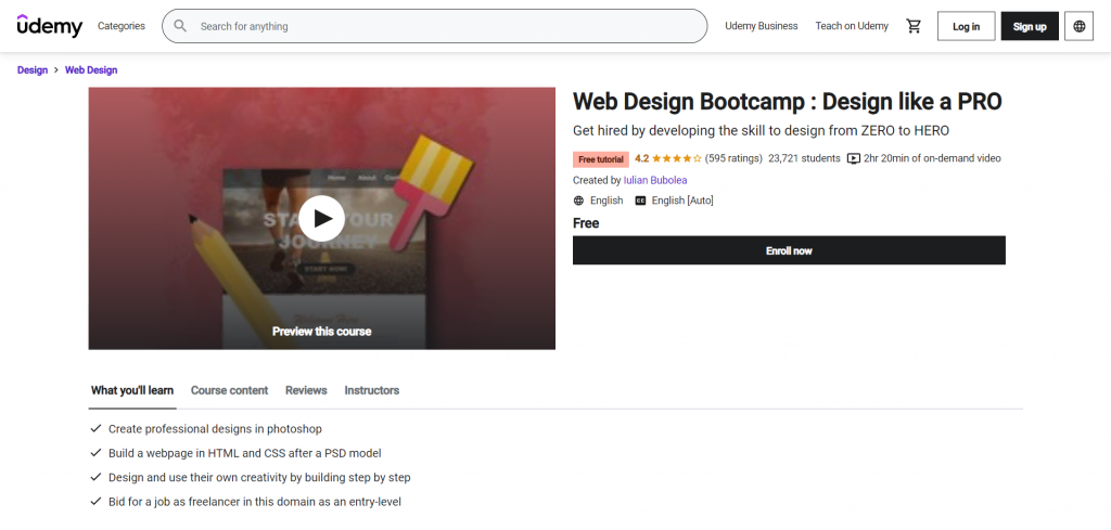 Web Design Bootcamp, Udemy's free online web design course