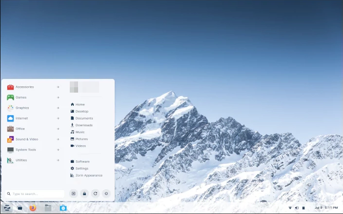 Zorin OS desktop appearance