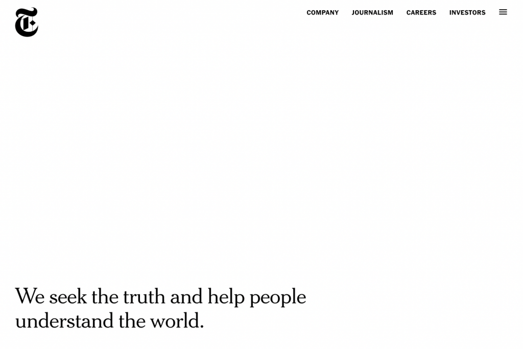 New York Times website, an example of the most common form of contrasting colors—black letters within a white background