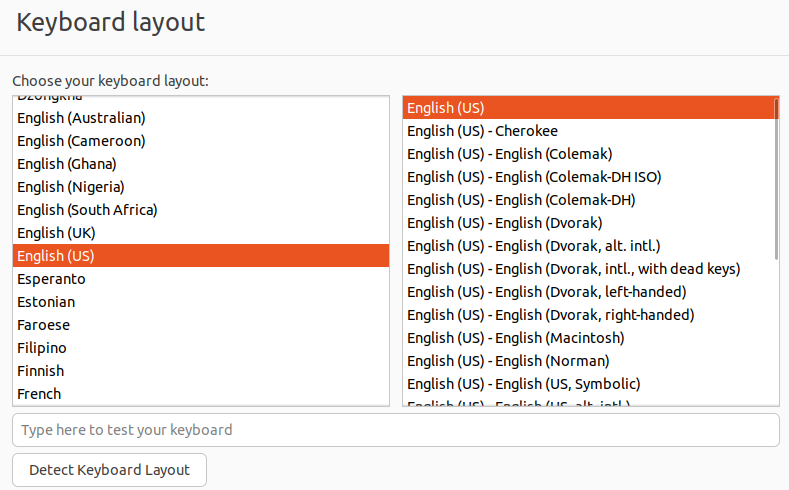 Ubuntu keyboard layout settings