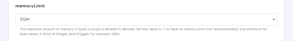 Increasing the memory limit via hPanel PHP Configuration settings
