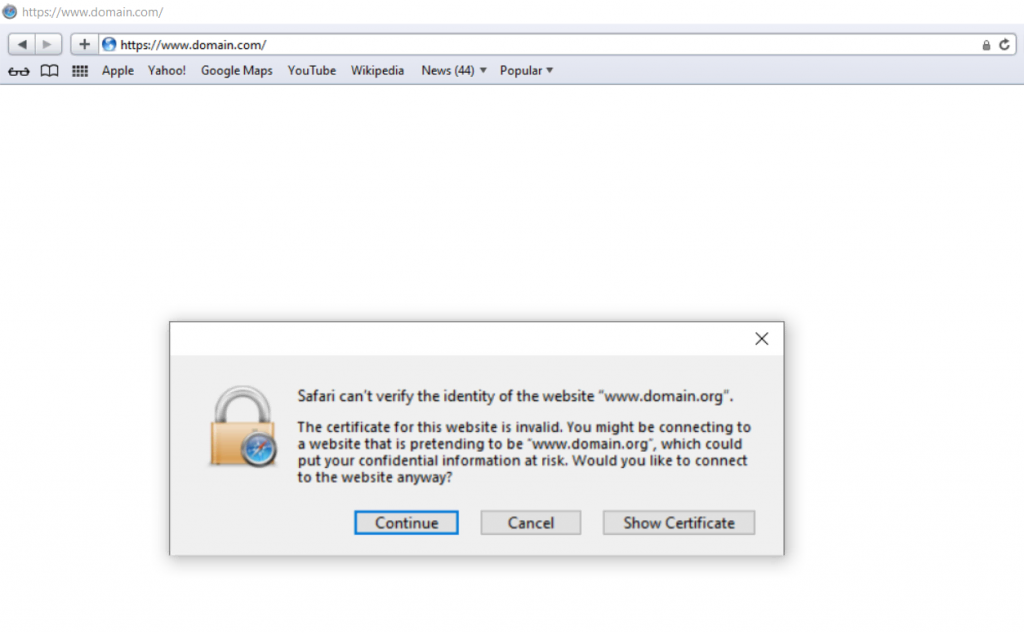 Invalid SSL error on Safari