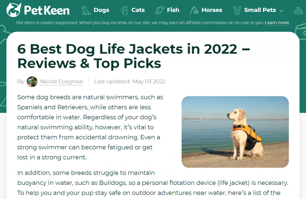 On PetKeen, you can find product reviews for dogs, cats, fish, horses, and small pets
